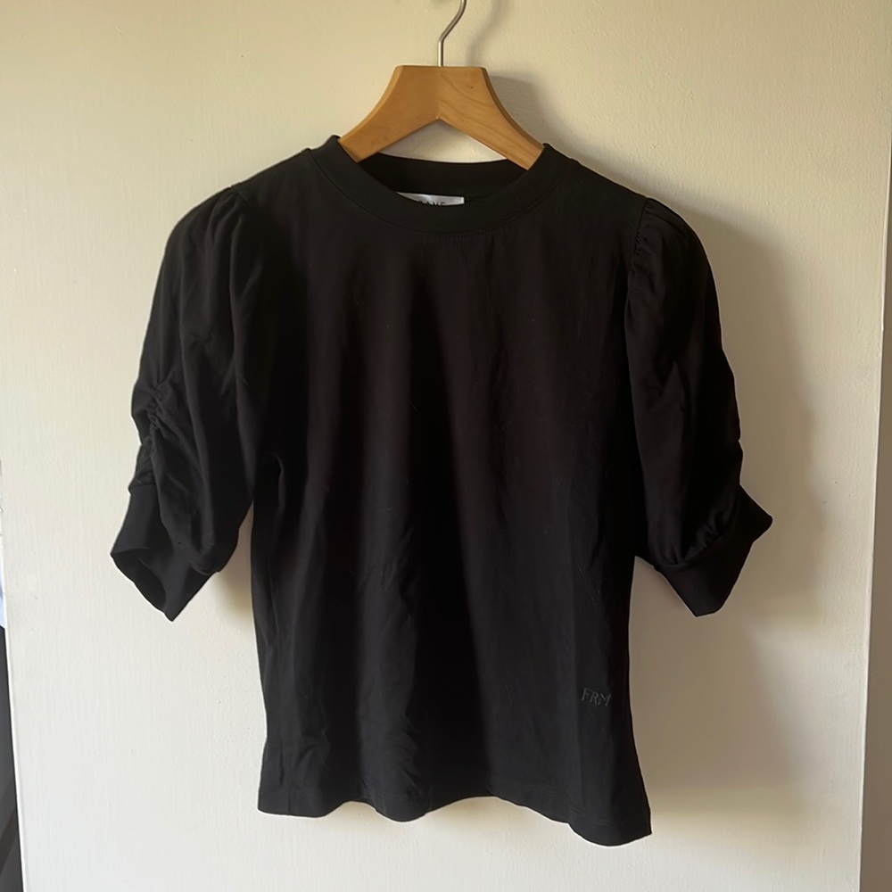 FRAME black three-quarter length sleeve, cotton shirt, size medium